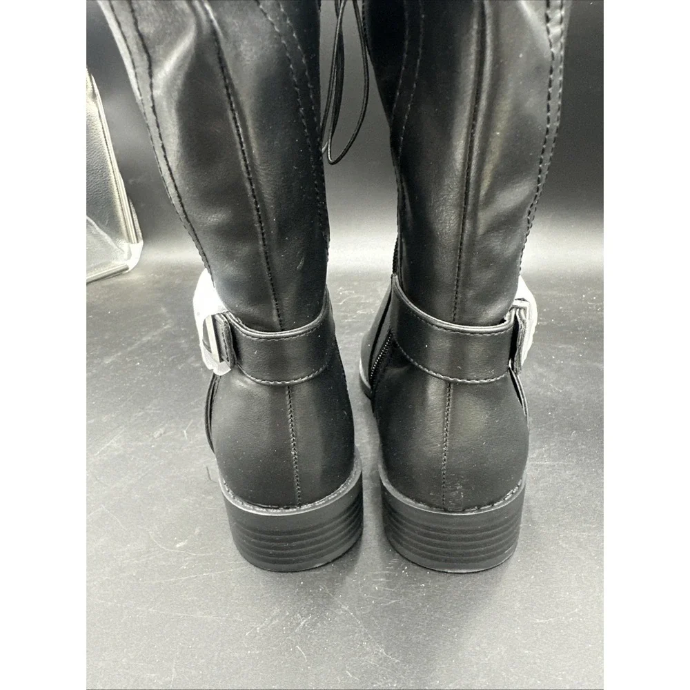 St Johns Bay Womens Black w/ Buckle Roslyn Riding Boots New W/ Box Size 6 WC/ WW